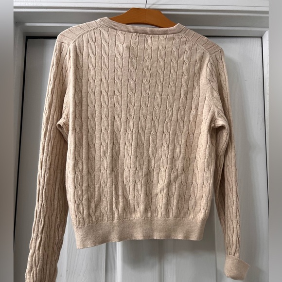 J. Crew Beige Cable Knit Cardigan Sweater- Sz Medium 
Casual/ Work - Picture 2 of 5